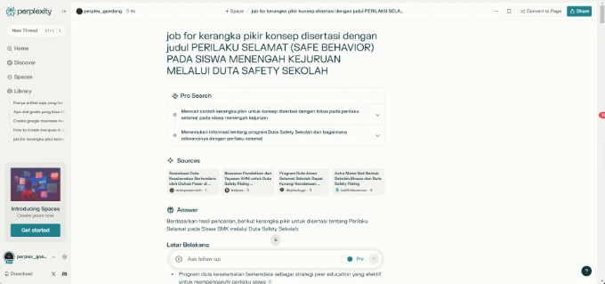 Di mana Sumber pencarian Perplexity AI?