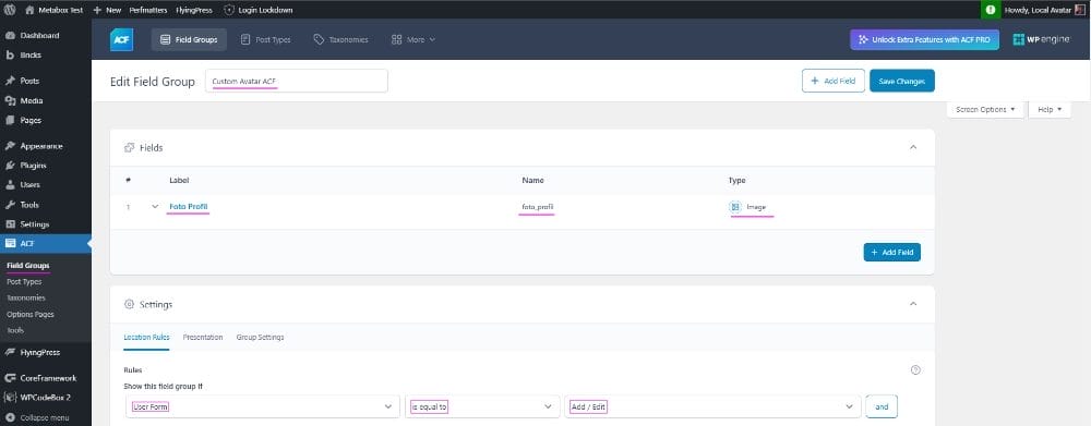 Membuat custom field untuk Foto Profil WordPress